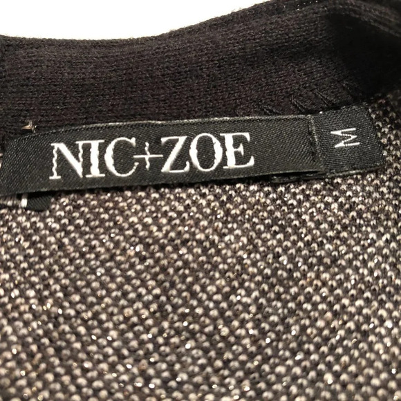 NIC+ZOE Sleeveless Crew Neck Knit Top Abstract Print w Sparkle Gray Sz M NWOT - Picture 10 of 11